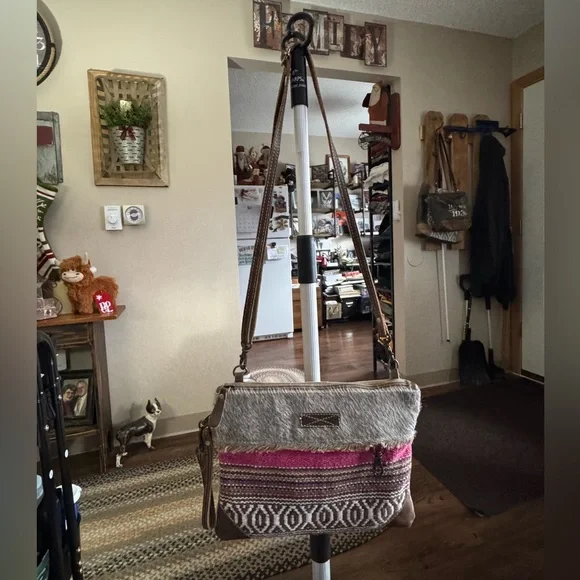 Myra Bag Crossbody with Pink and Brown Accents - Picture 1 of 3